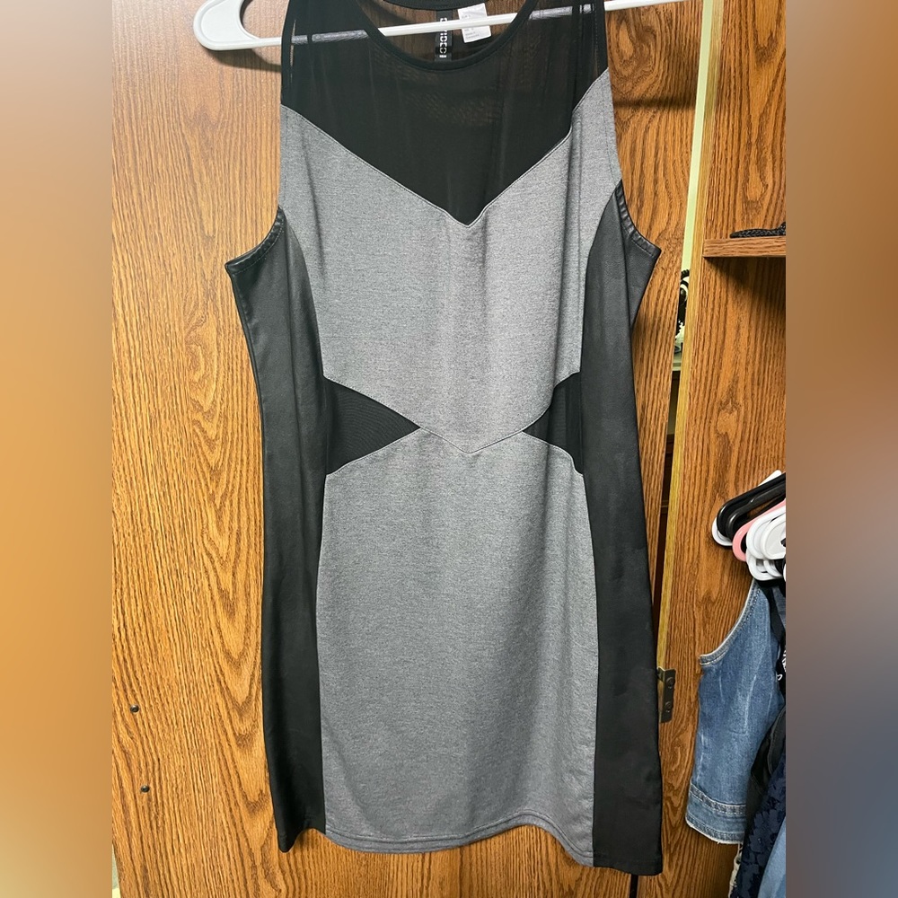 Gray body on mesh dress L Charlotte Russe